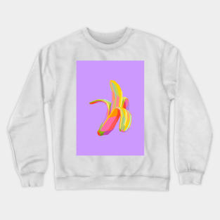 Banana Pop Art Purple Bg Crewneck Sweatshirt